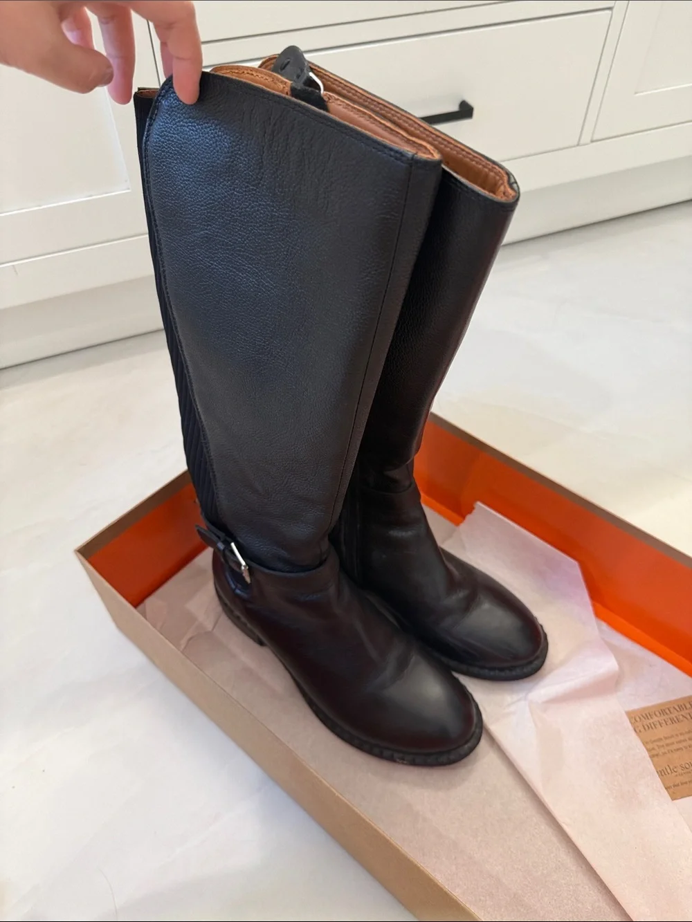 gentle souls Black Leather Mid-Calf Riding Boots